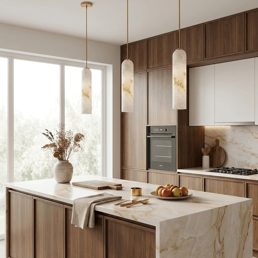 Alabaster Cylinder Pendant Light