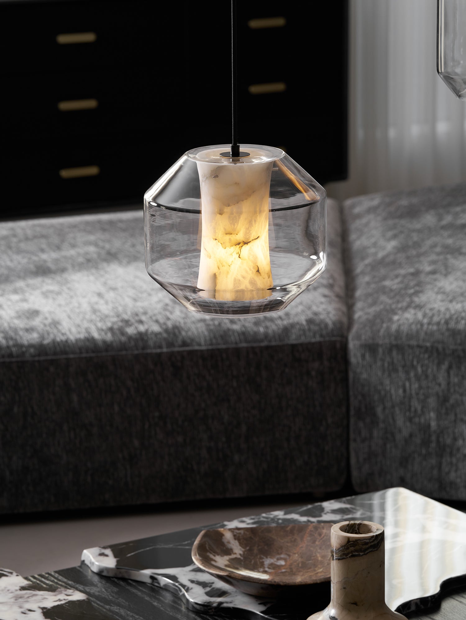 Edenborne Alabaster Glass Cylinder Pendant Light