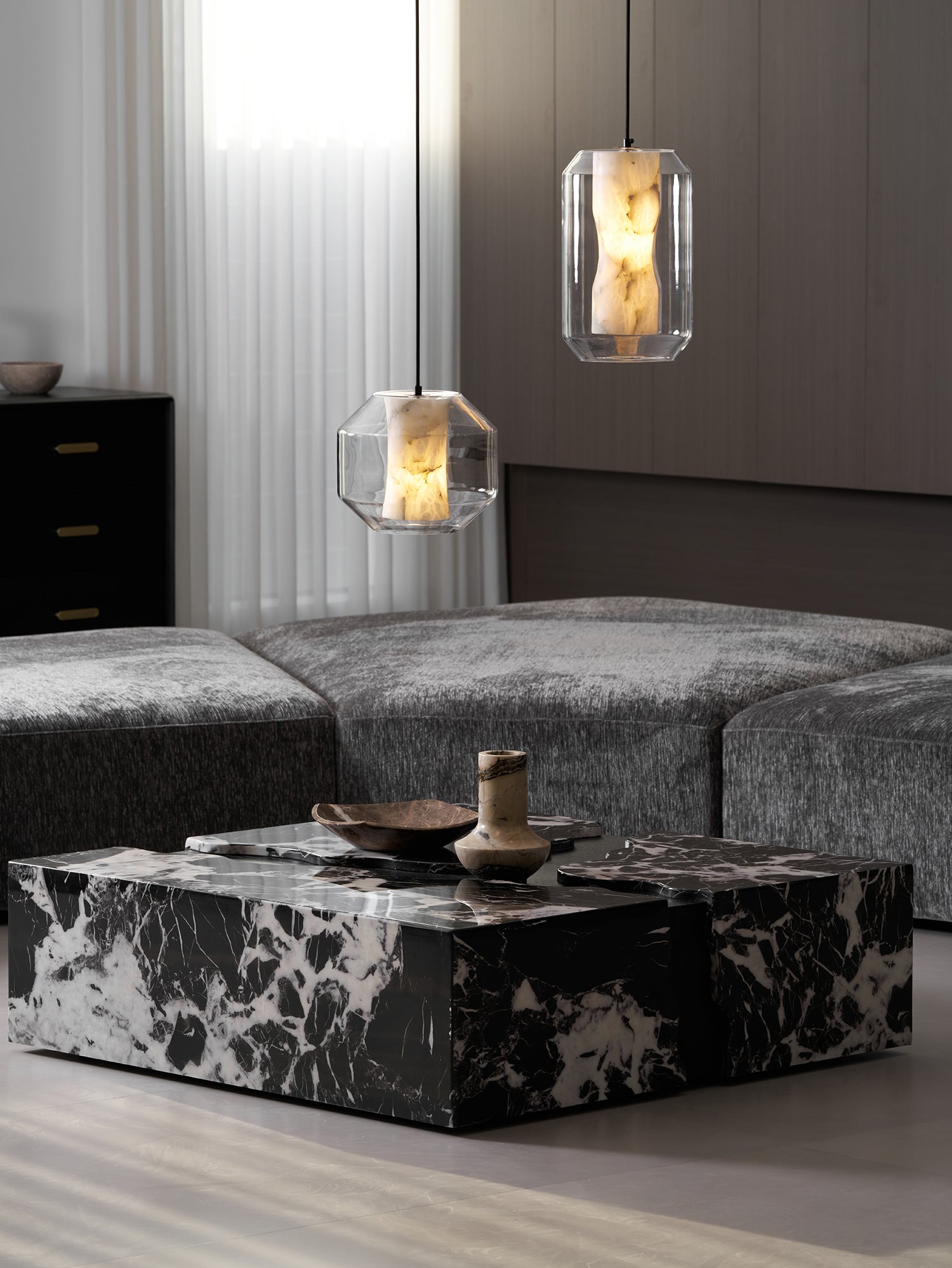 Edenborne Alabaster Glass Cylinder Pendant Light