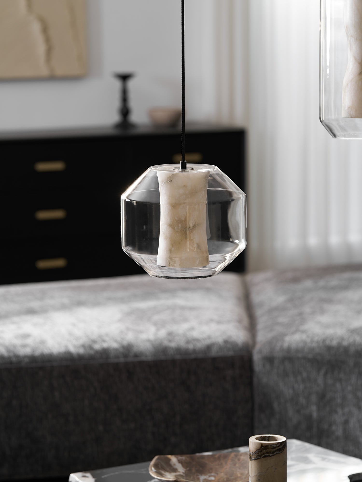 Edenborne Alabaster Glass Cylinder Pendant Light