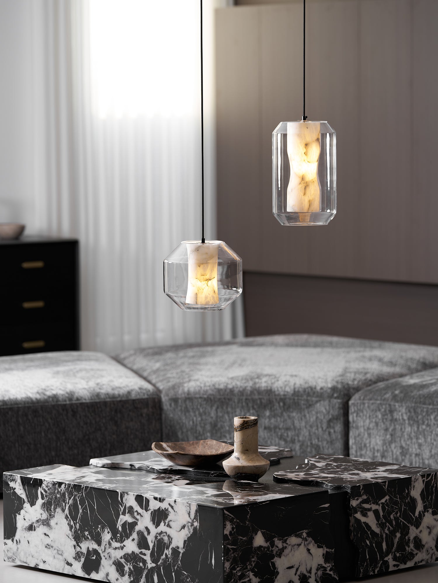 Edenborne Alabaster Glass Cylinder Pendant Light