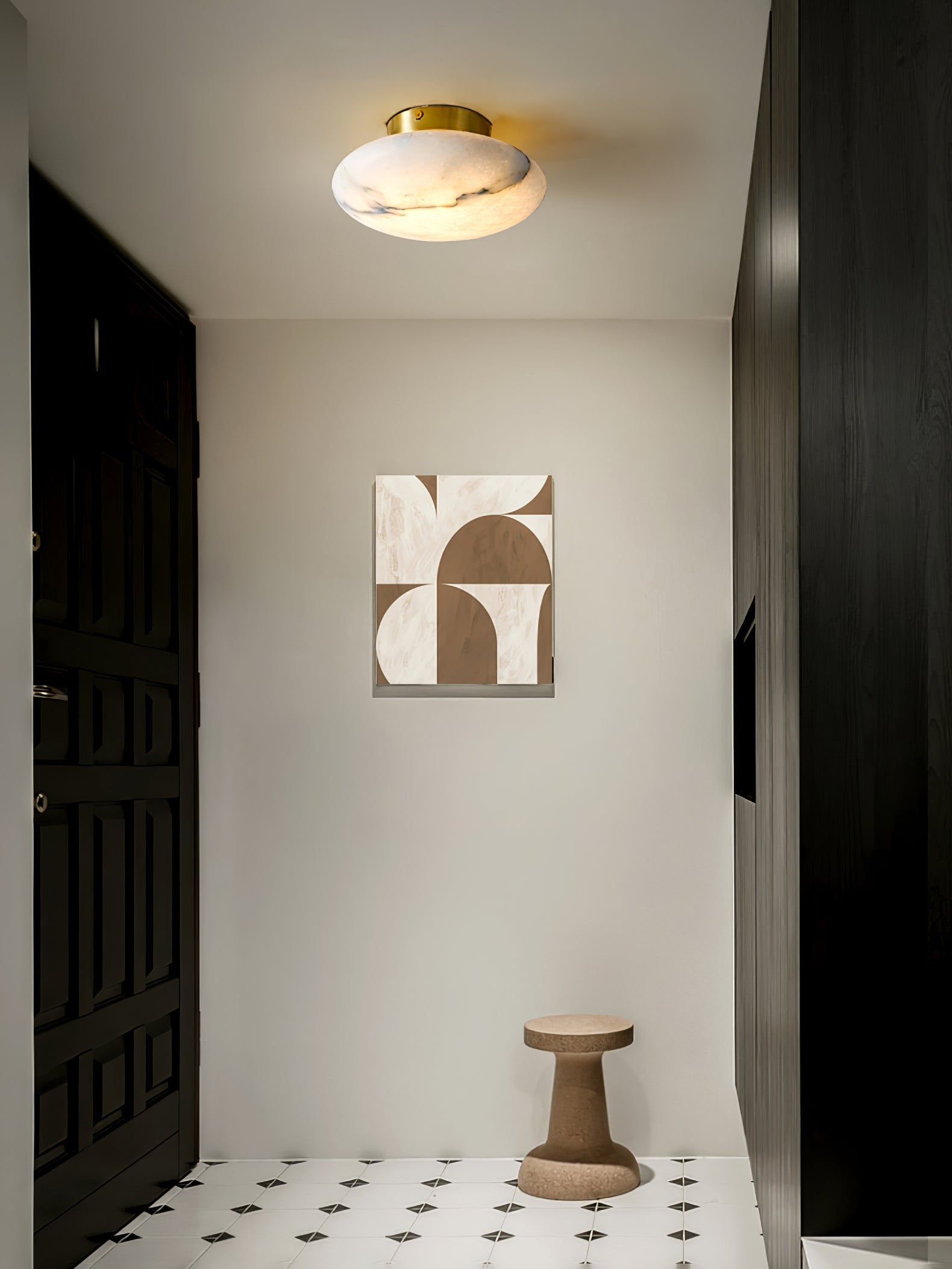 Vanorara Minimalist Alabaster Flush Mount Light