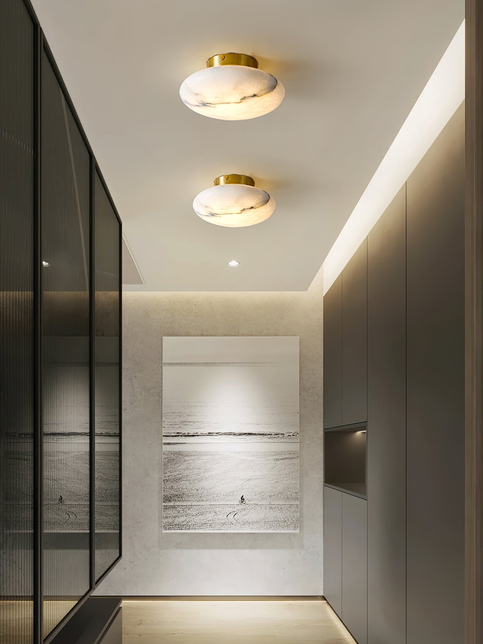 Vanorara Minimalist Alabaster Flush Mount Light