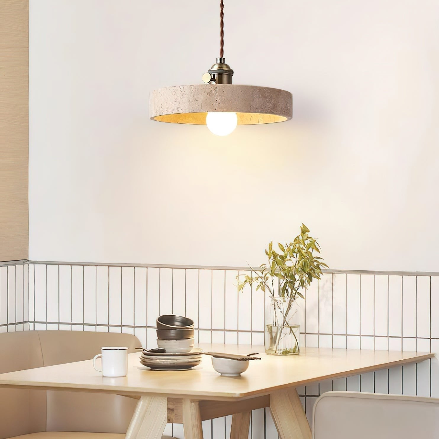 Qisk Travertine Pendant Light