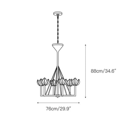 Alberto Modern Minimalist Floral Brass Chandelier