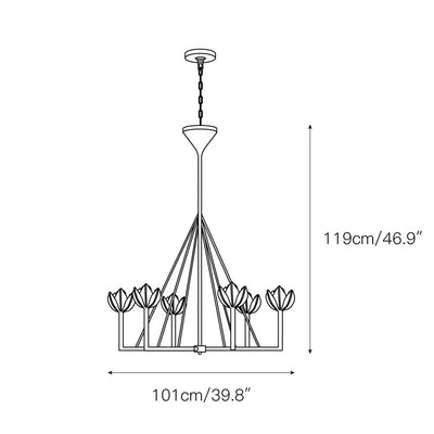 Alberto Modern Minimalist Floral Brass Chandelier