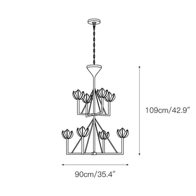 Alberto Modern Minimalist Floral Brass Chandelier