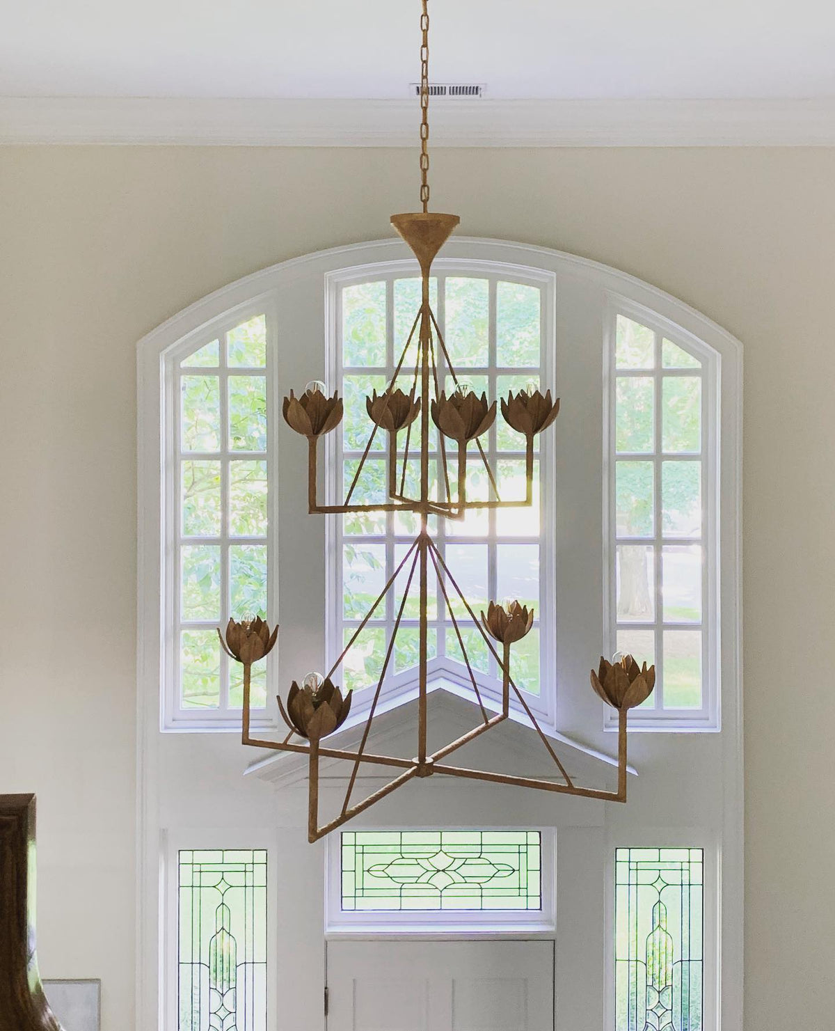 Alberto Modern Minimalist Floral Brass Chandelier