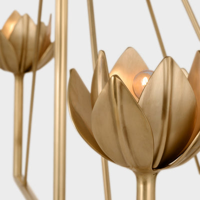 Alberto Modern Minimalist Floral Brass Chandelier