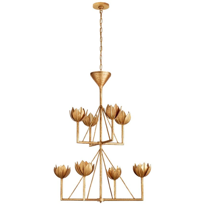 Alberto Modern Minimalist Floral Brass Chandelier