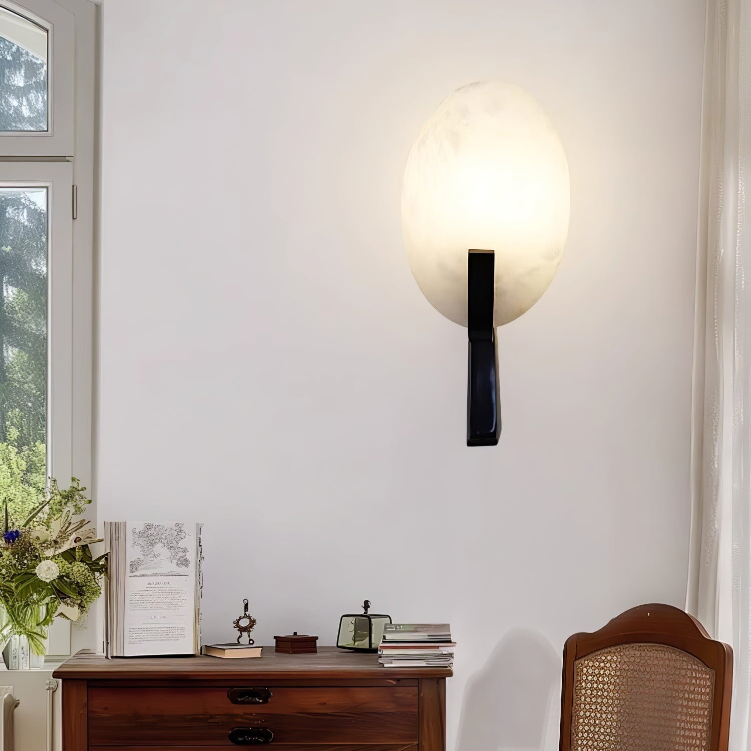 Avey Modern Alabaster Plug Wall Lamp