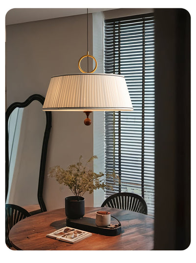 Quvlen Traditional Natural Wood Fabric Pendant Lamp