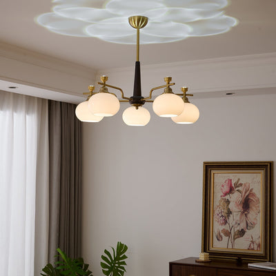 Velirara Traditional Unique Sphere Wood Glass Chandelier