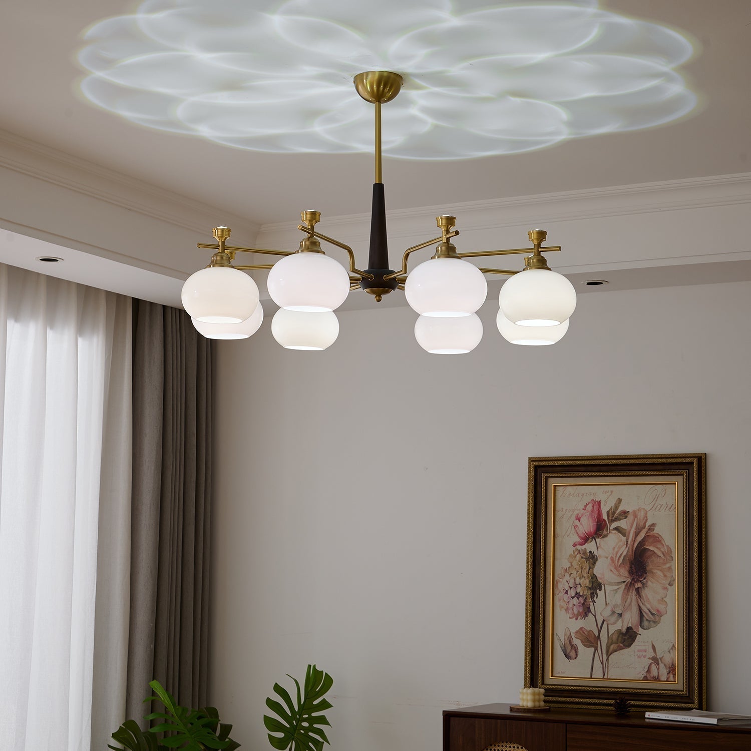 Velirara Traditional Unique Sphere Wood Glass Chandelier