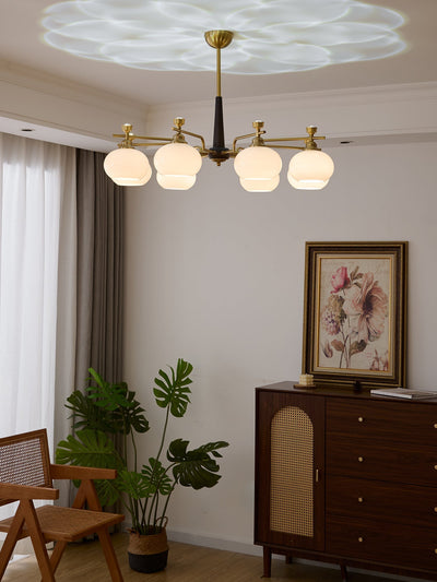 Velirara Traditional Unique Sphere Wood Glass Chandelier