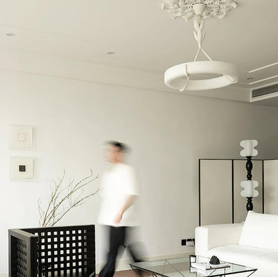 Eixor Chandelier Plaster White Floral Shape Minimalist
