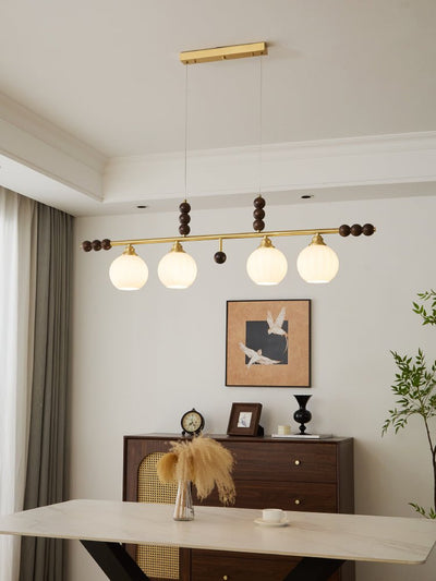 Zerinen Premium Nordic Art Island Glass Wood Pendant Lamp