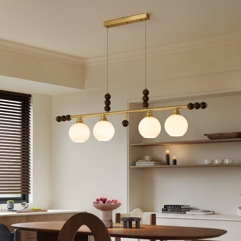 Zerinen Premium Nordic Art Island Glass Wood Pendant Lamp