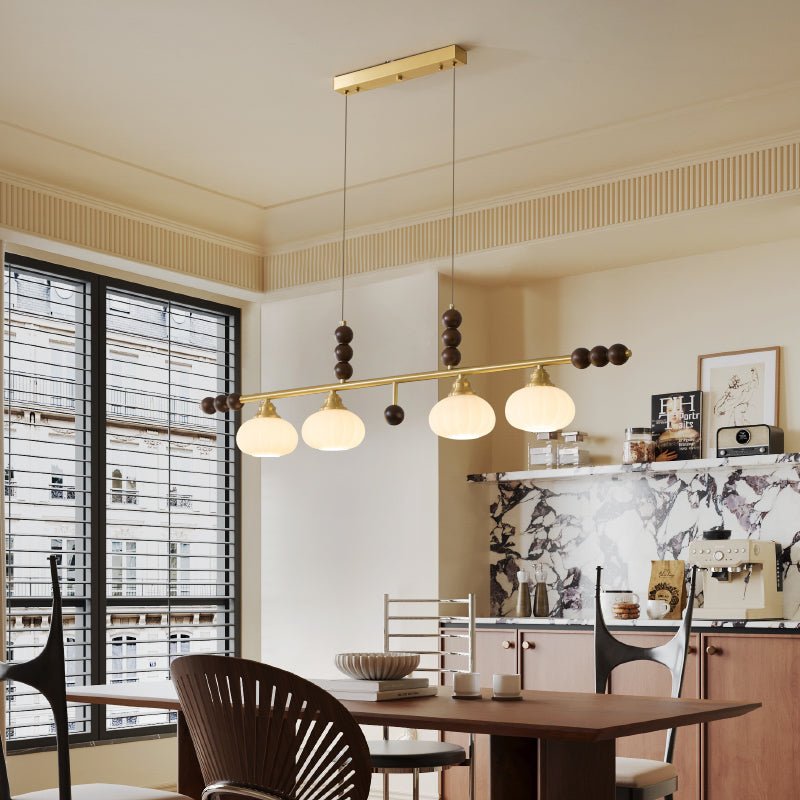 Zerinen Premium Nordic Art Island Glass Wood Pendant Lamp