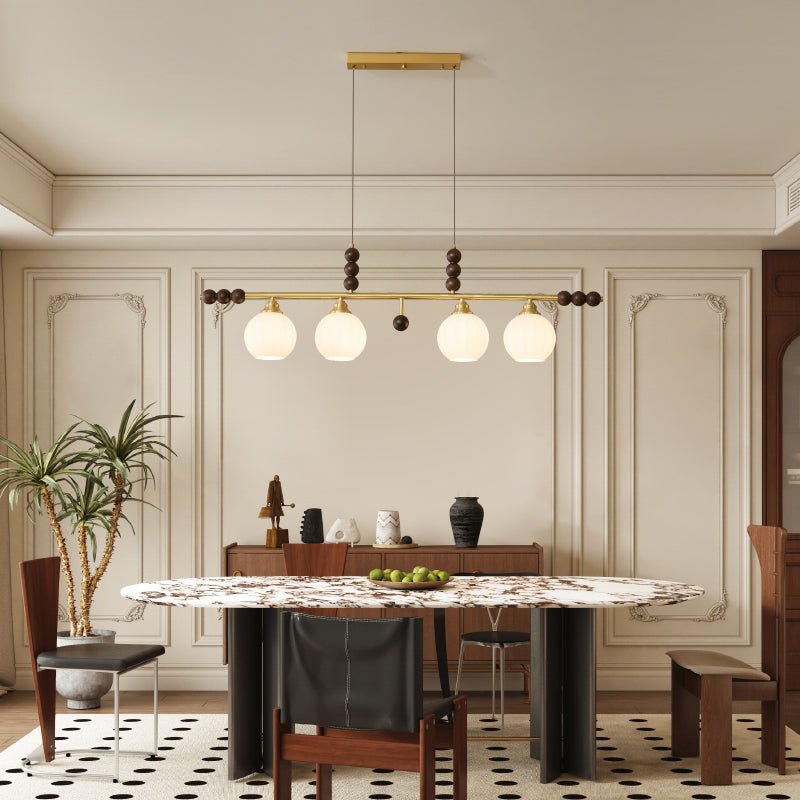 Zerinen Premium Nordic Art Island Glass Wood Pendant Lamp