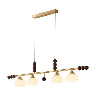 Zerinen Premium Nordic Art Island Glass Wood Pendant Lamp