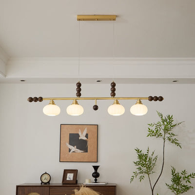 Zerinen Premium Nordic Art Island Glass Wood Pendant Lamp