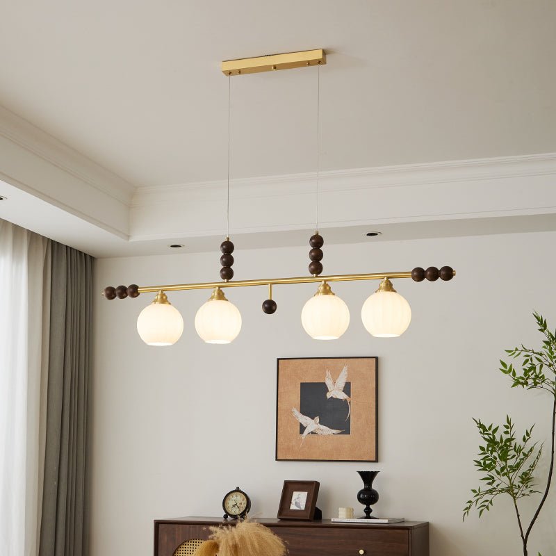 Zerinen Premium Nordic Art Island Glass Wood Pendant Lamp