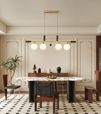 Zerinen Premium Nordic Art Island Glass Wood Pendant Lamp