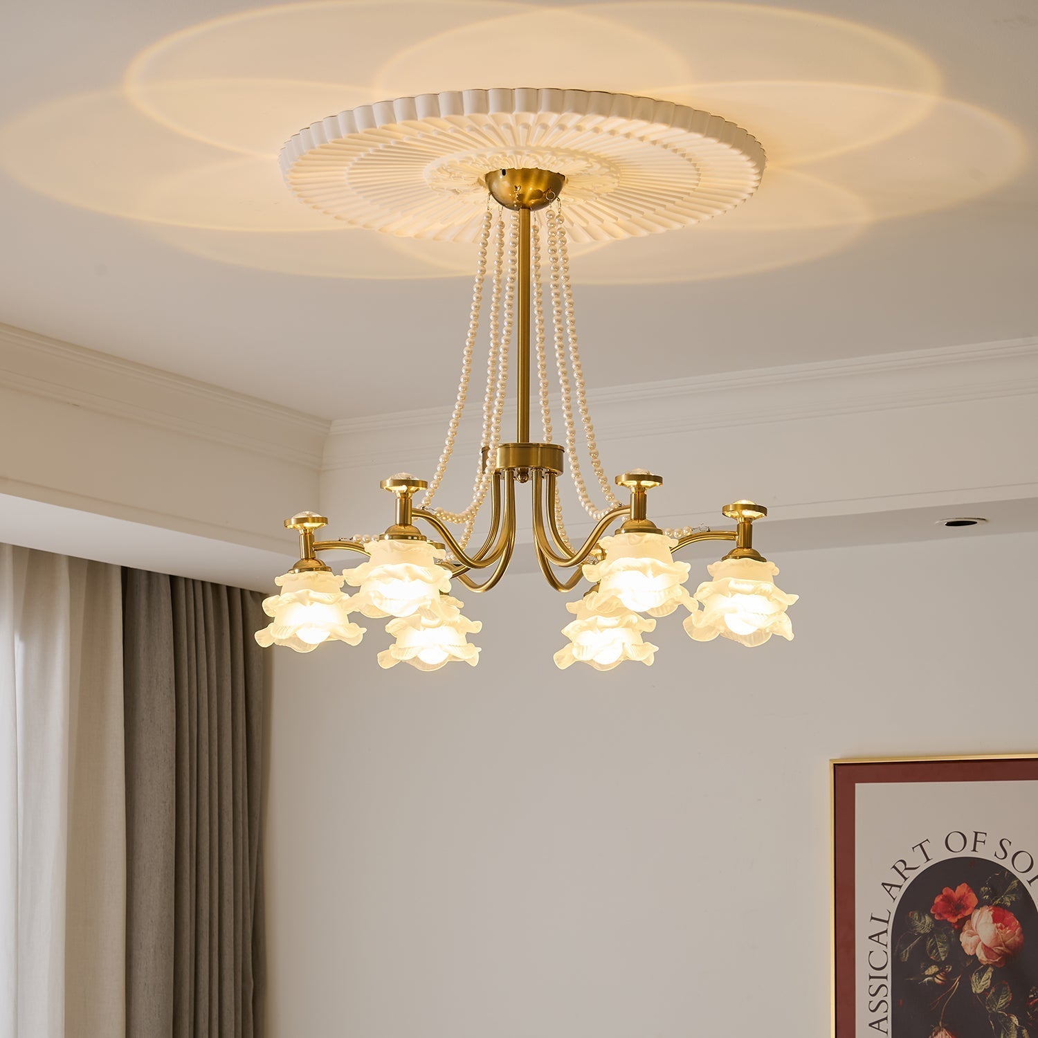 Cotalisra Premium Elegance Rose Glass Chandelier