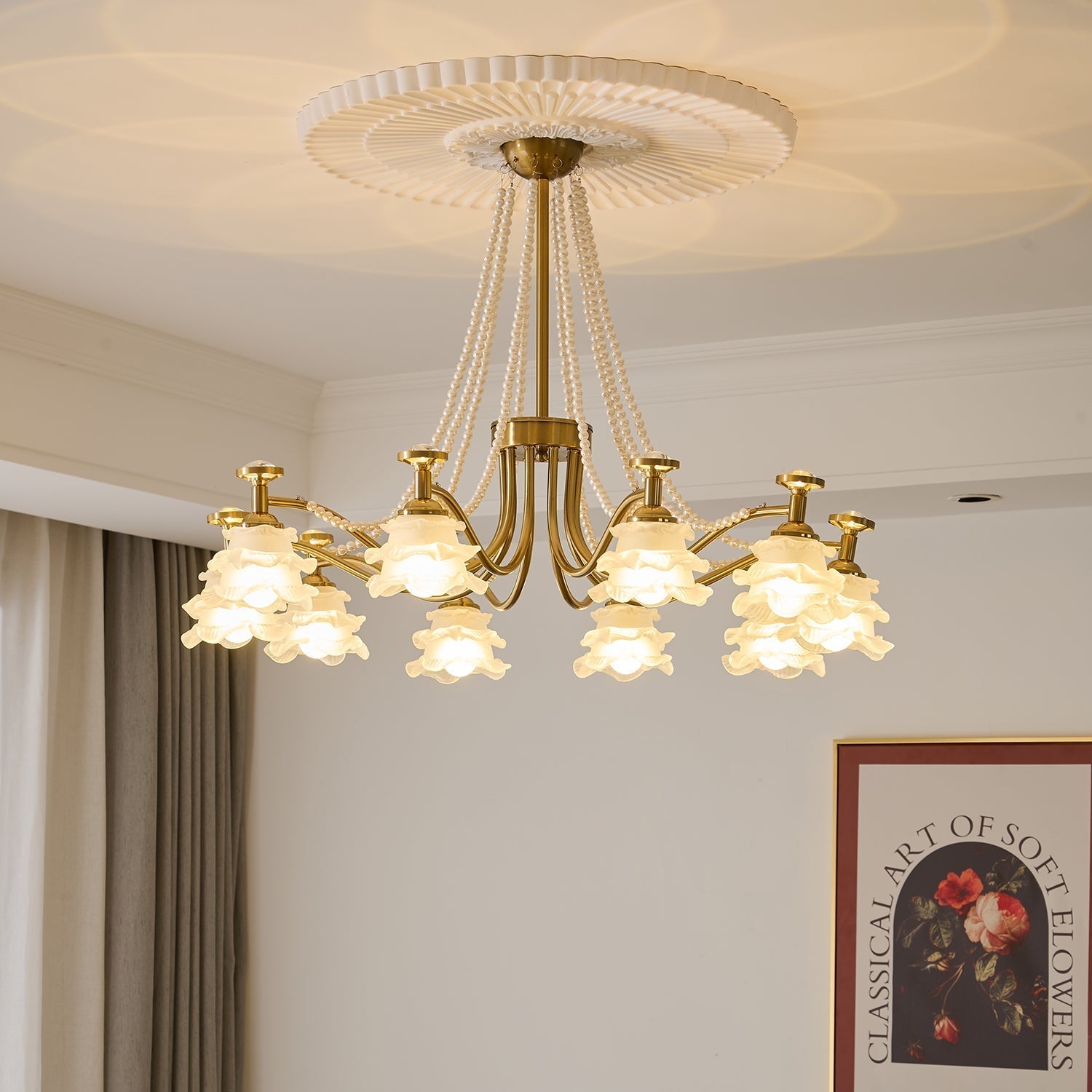 Cotalisra Premium Elegance Rose Glass Chandelier