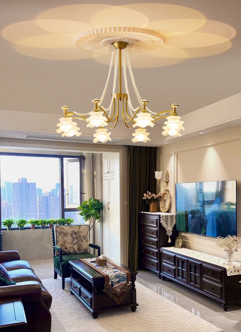 Cotalisra Premium Elegance Rose Glass Chandelier