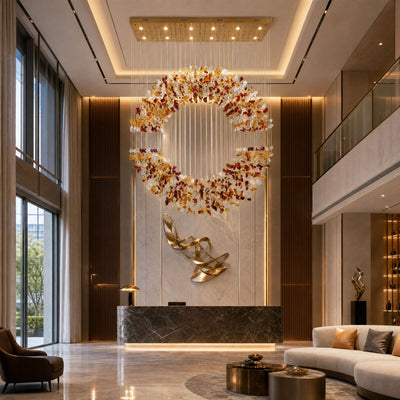 Amber Crystal Halo Chandelier