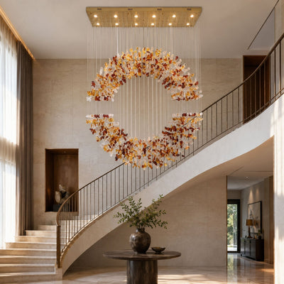 Amber Crystal Halo Chandelier