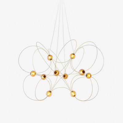 Amber Glass Orb Loop Chandelier