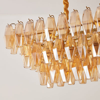 Lioraiel Chandelier Amber Prism Glass Rectangular Layered