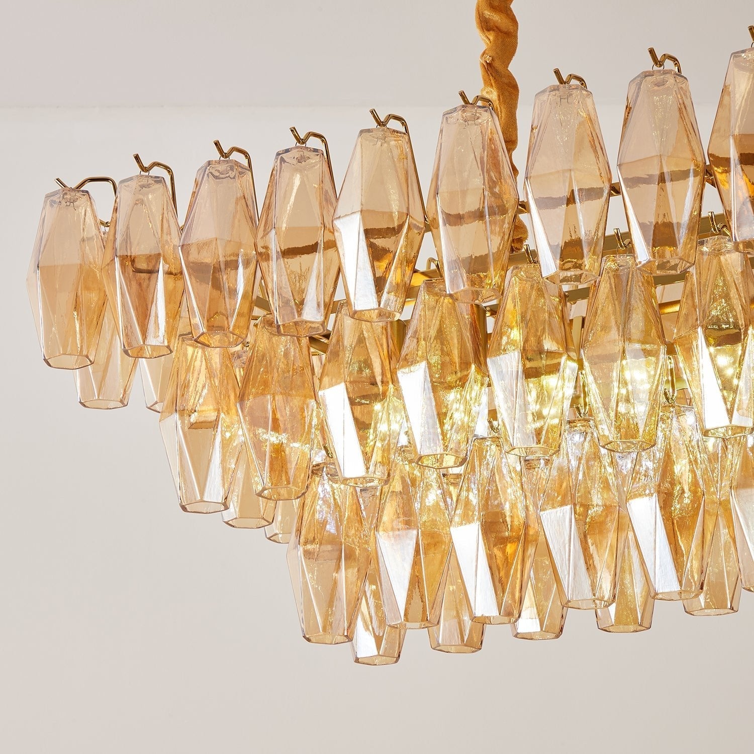 Lioraiel Chandelier Amber Prism Glass Rectangular Layered
