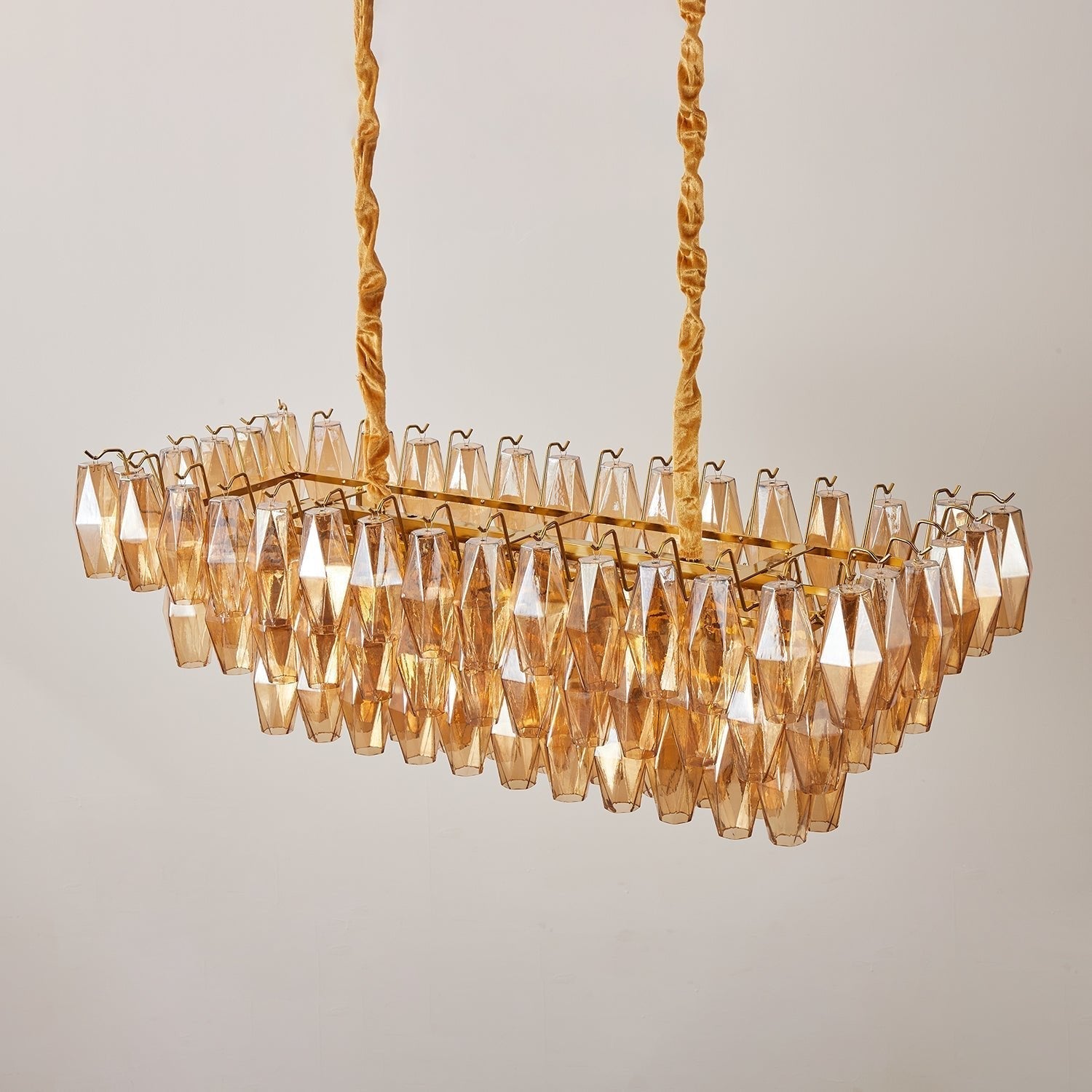 Lioraiel Chandelier Amber Prism Glass Rectangular Layered