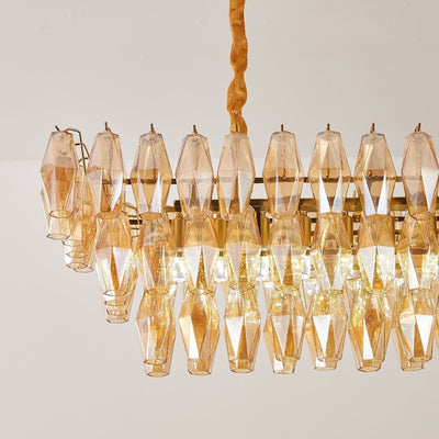 Lioraiel Chandelier Amber Prism Glass Rectangular Layered