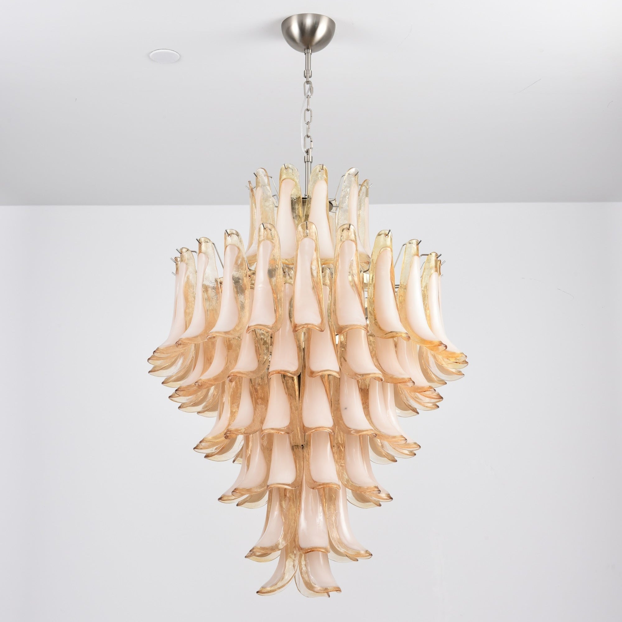 Celalian Chandelier Amber Murano Glass Petal Layered Luxury