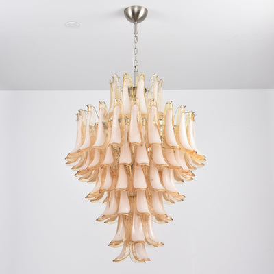 Celalian Chandelier Amber Murano Glass Petal Layered Luxury