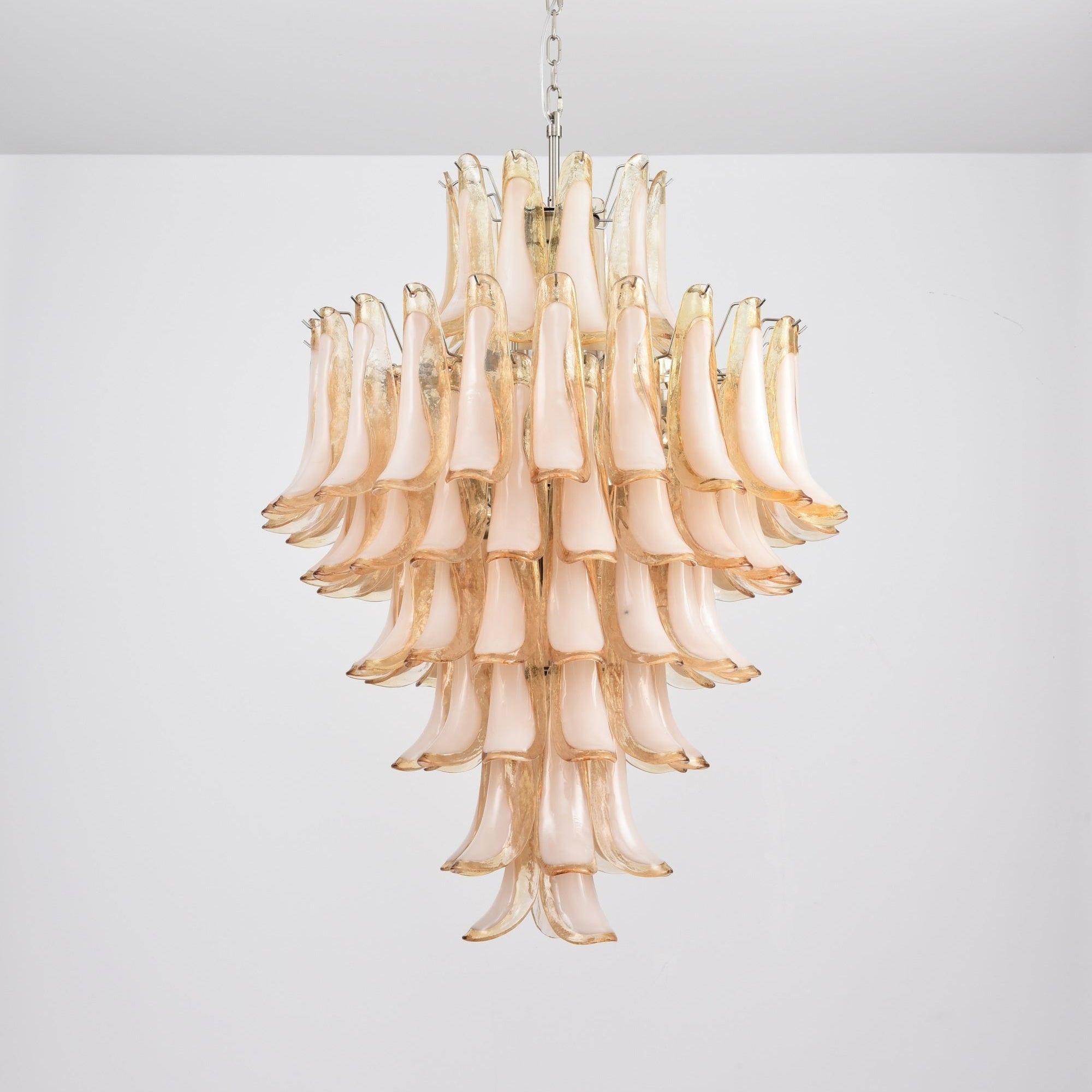 Celalian Chandelier Amber Murano Glass Petal Layered Luxury