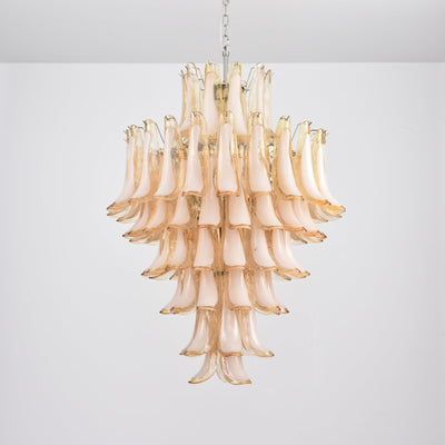 Celalian Chandelier Amber Murano Glass Petal Layered Luxury