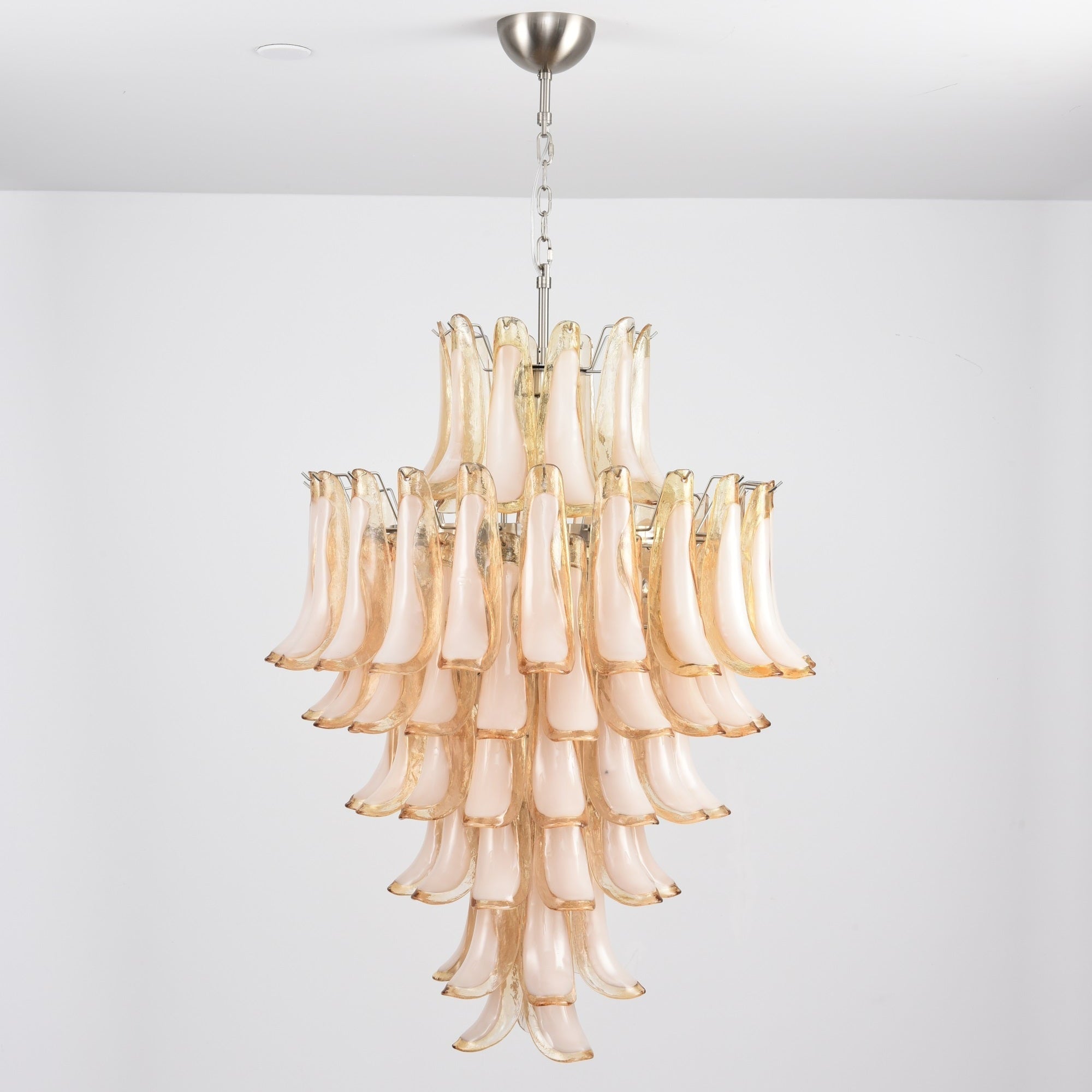 Celalian Chandelier Amber Murano Glass Petal Layered Luxury