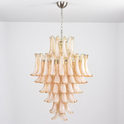 Celalian Chandelier Amber Murano Glass Petal Layered Luxury
