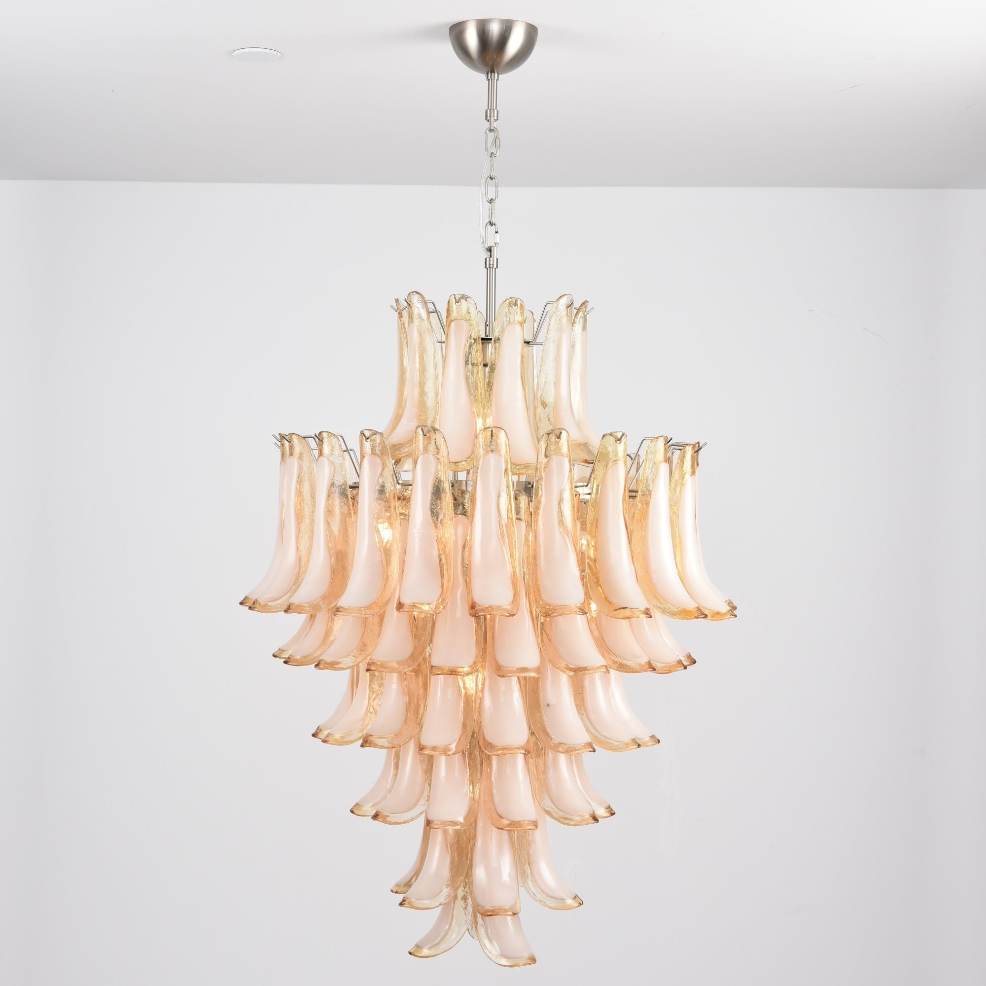 Celalian Chandelier Amber Murano Glass Petal Layered Luxury