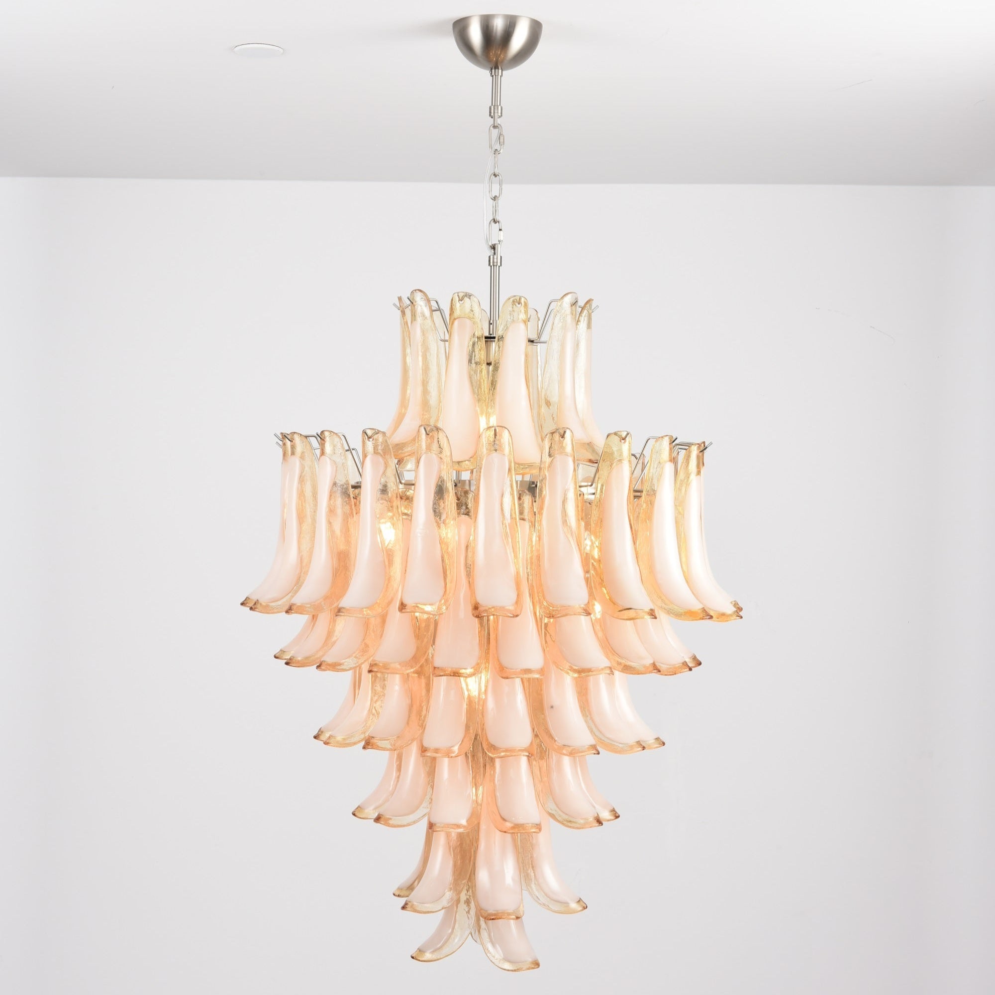 Celalian Chandelier Amber Murano Glass Petal Layered Luxury