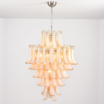 Celalian Chandelier Amber Murano Glass Petal Layered Luxury