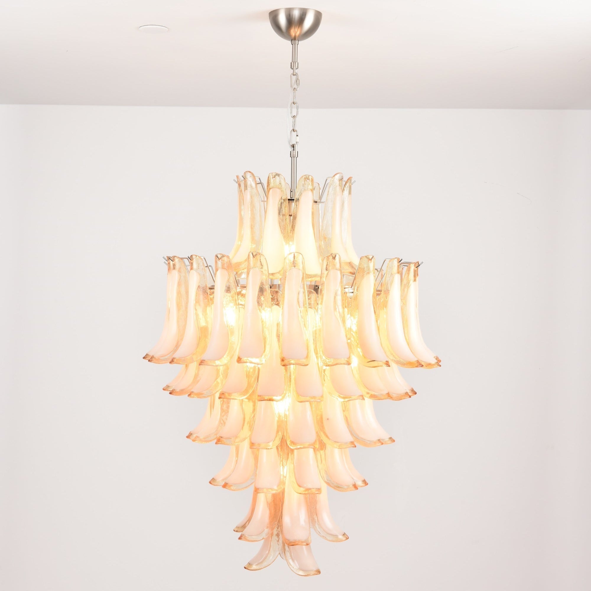 Celalian Chandelier Amber Murano Glass Petal Layered Luxury