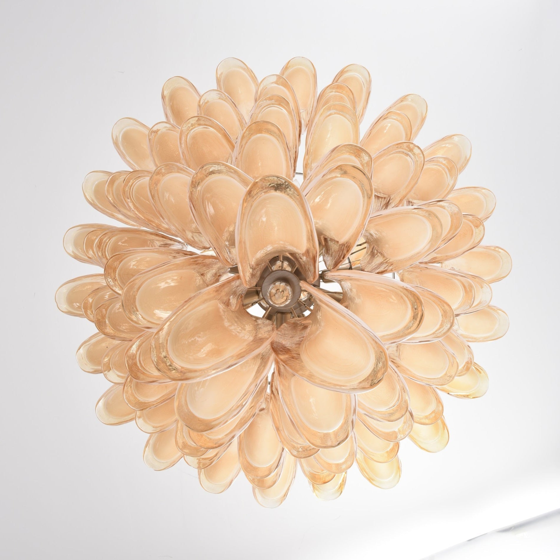 Celalian Chandelier Amber Murano Glass Petal Layered Luxury