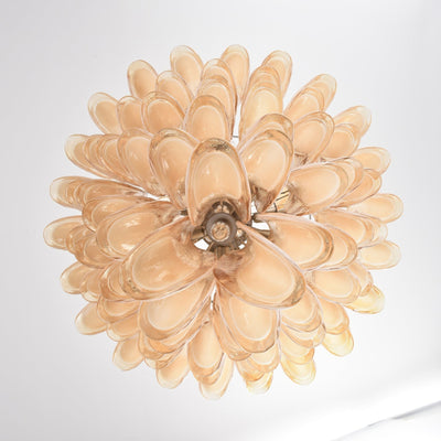 Celalian Chandelier Amber Murano Glass Petal Layered Luxury